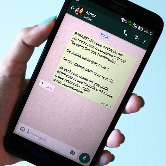 Desafio via mensagens de celular para aniversário de namoro