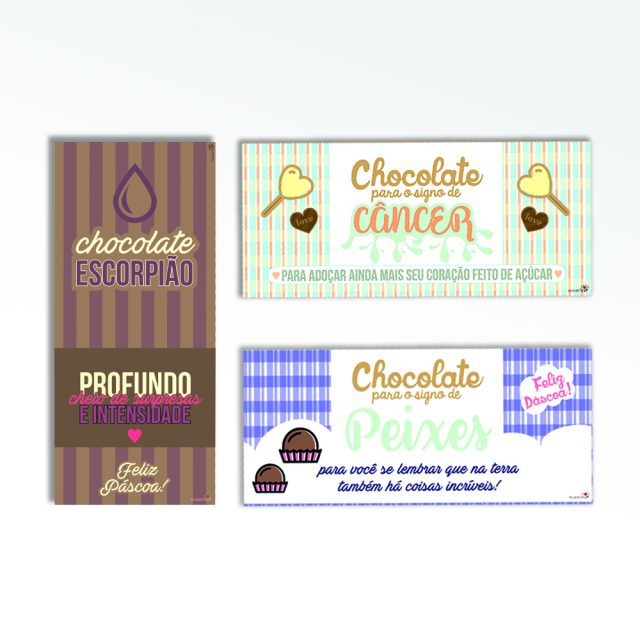 Páscoa: Rótulos para chocolate dos signos (elemento água)