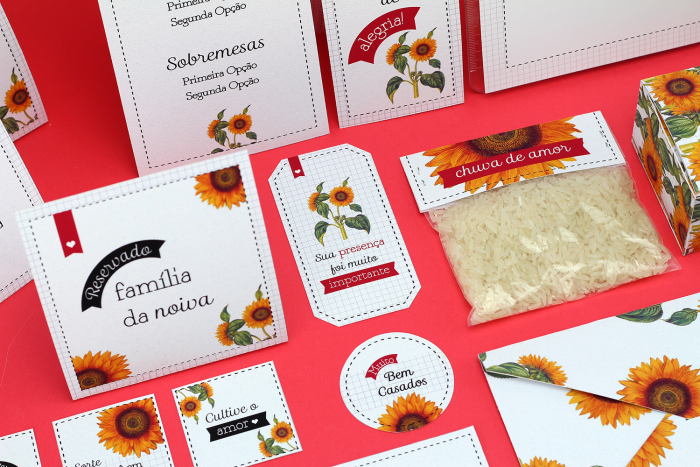 Papelaria completa de casamento – tema girassol