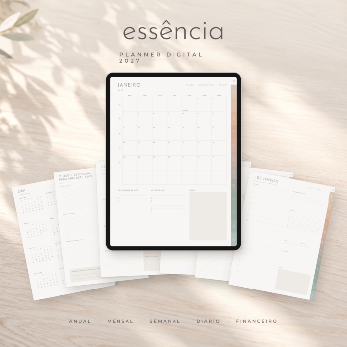 Novo planner digital para 2027: ESSÊNCIA